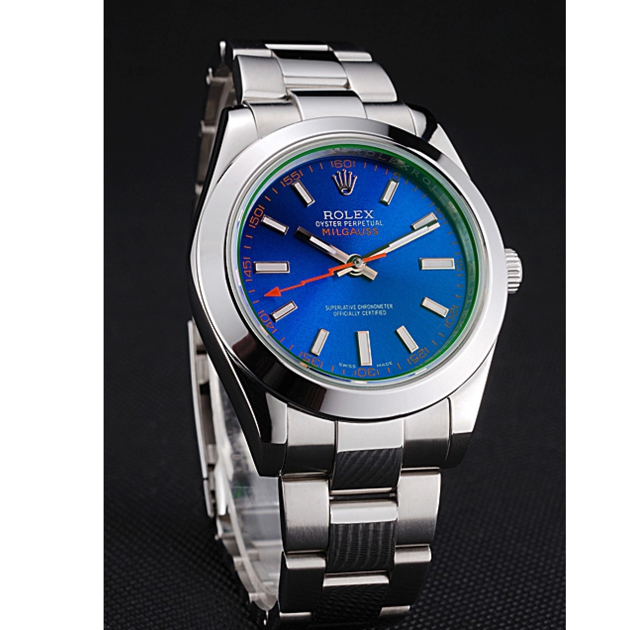Aaa replica watch And Dial Bezel Milgauss Stainless 622838 Rolex Steel Blue Case 0803